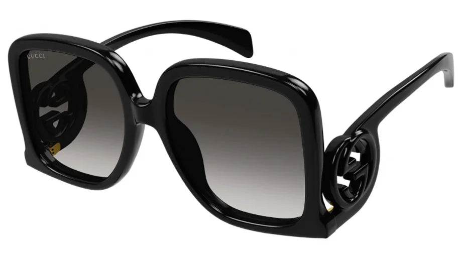 Gucci Black/Gray GG Logo Oversized Square-frame Acetate Women's Sunglasses  at FORZIERI UK